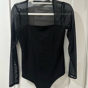 Abercrombie Black Sheer Long Sleeve Bodysuit